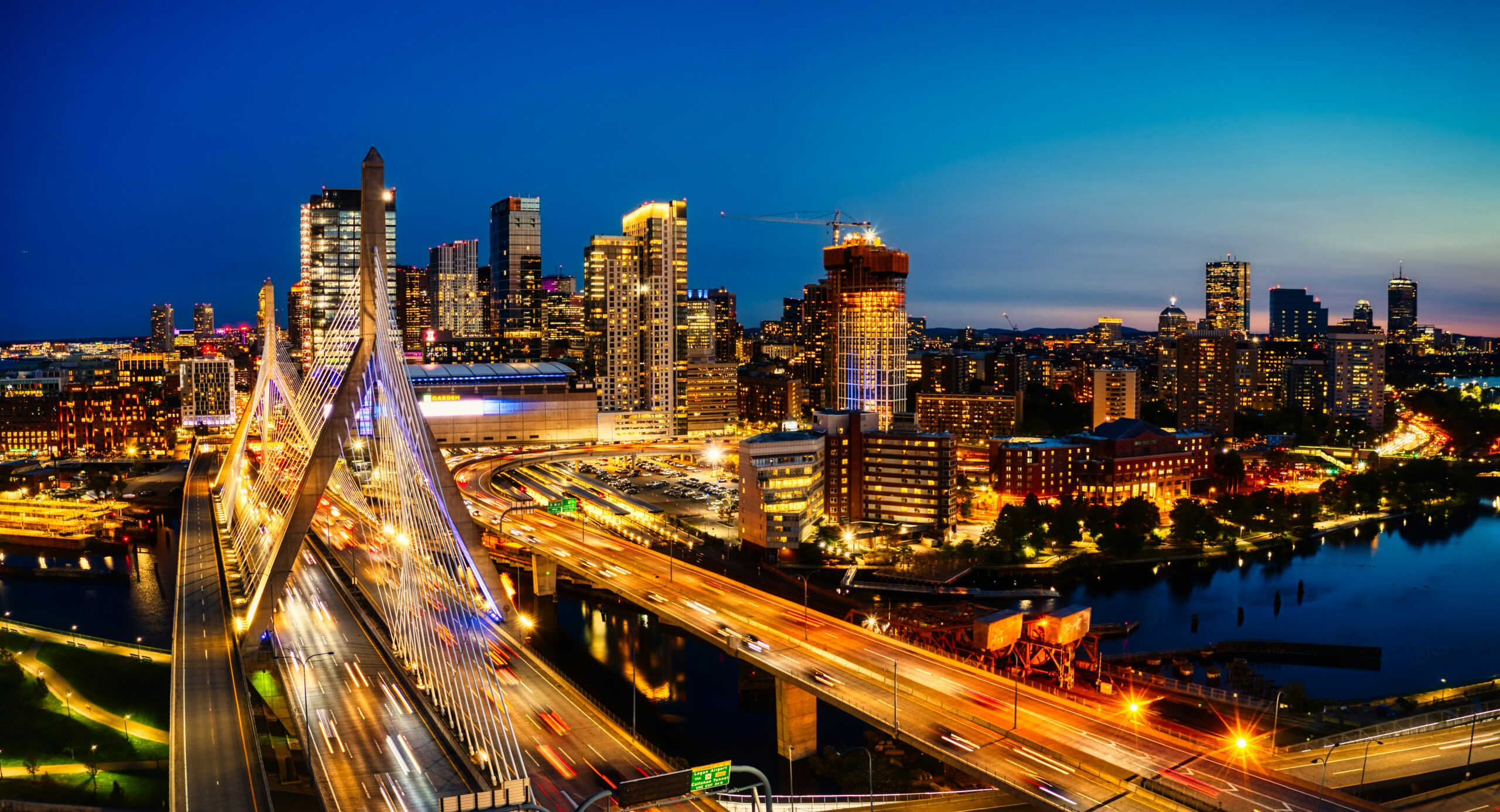 Downtown Boston skyline near Think Dental Institute